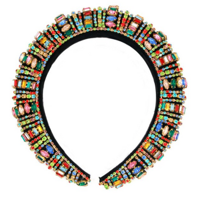 Barockhaarreif schwarz mit vielen bunten kleinen Steinen