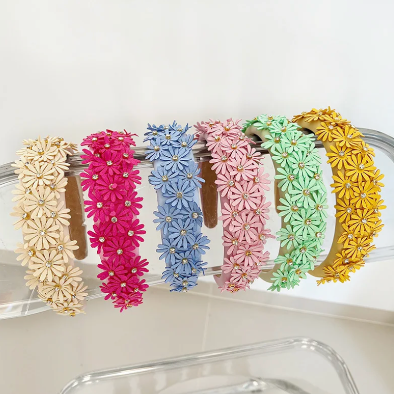 headband flowers rhinestones