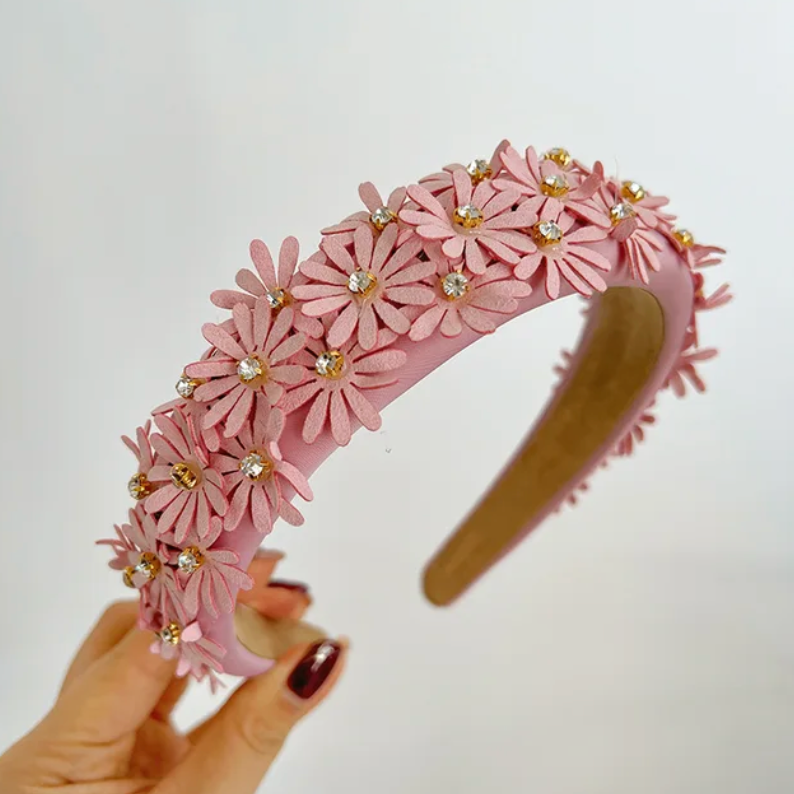 headband flowers rhinestones