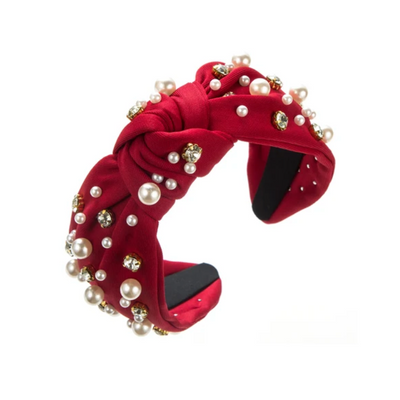 Elegance Touch – Knoten-Haarreif mit Strass und Perlen