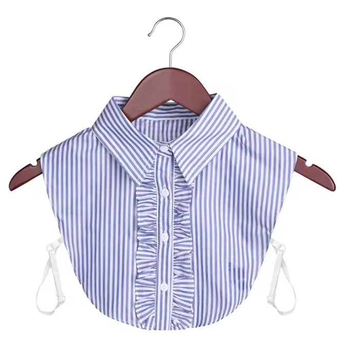Blouse Collar White Blue Striped