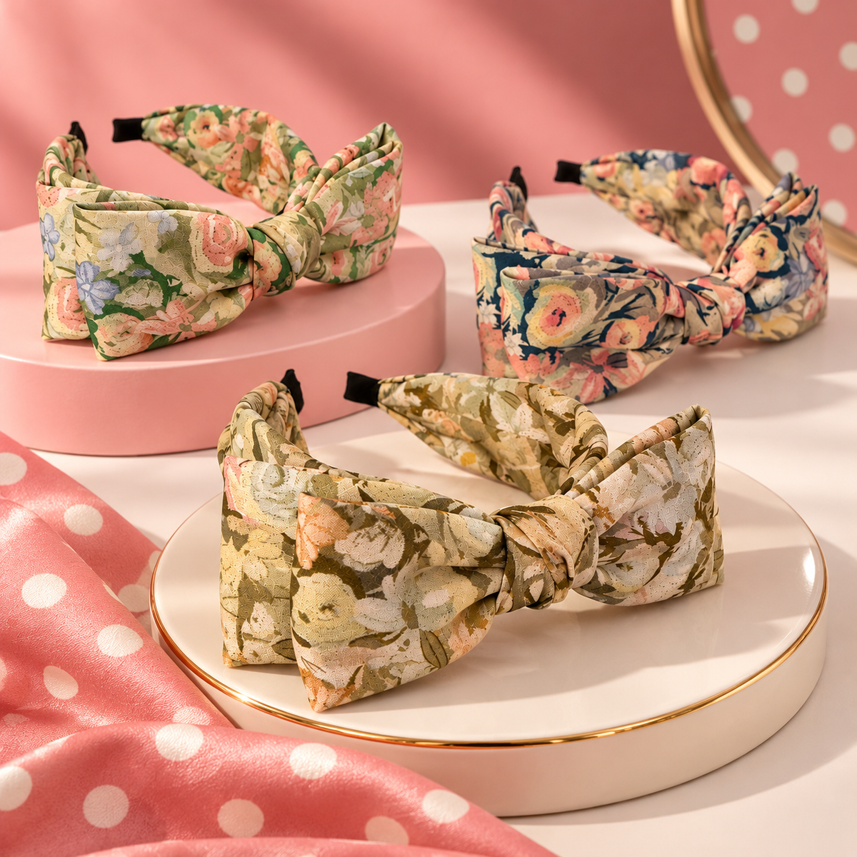 Vintage Flower Love – Romantischer Schleifen-Haarreifen mit floralem Retro-Charme