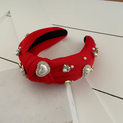 Jeans headband with pearls and stones