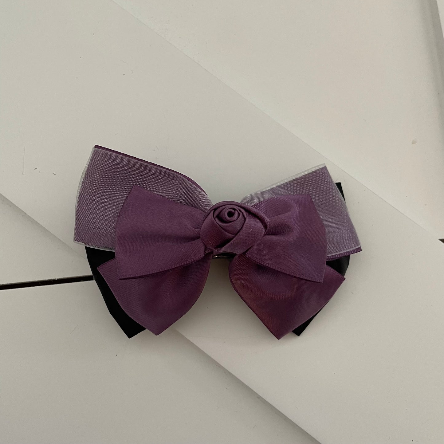 Barrette à cheveux avec filet satin/dentelle/organza