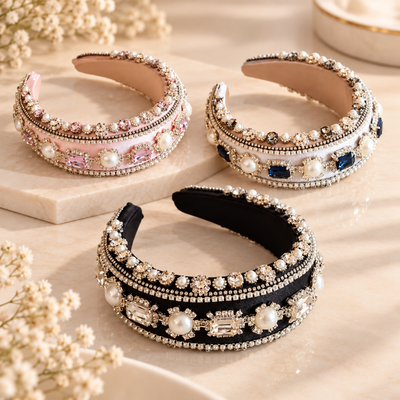 Royal Pearl Glamour – Luxuriöser Haarreifen mit funkelnden Kristallen und edlen Perlen