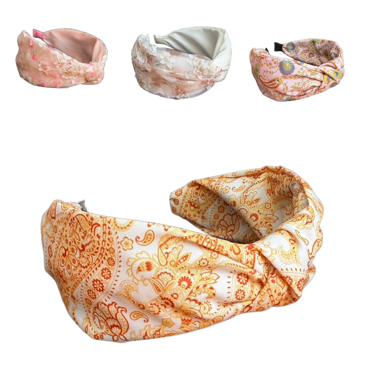 Schmaler Haarreifen mit Sommerlicher Haarreifen mit Muster & Knoten in der Mitte – Feminin, stilvoll und voller Lebensfreude Seitenschleife & zwei Perlen – Elegantes Statement-Accessoire (Kopie)