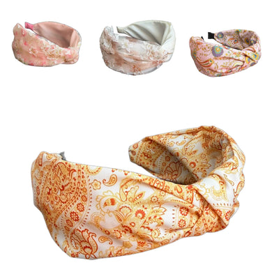 Schmaler Haarreifen mit Sommerlicher Haarreifen mit Muster & Knoten in der Mitte – Feminin, stilvoll und voller Lebensfreude Seitenschleife & zwei Perlen – Elegantes Statement-Accessoire (Kopie)