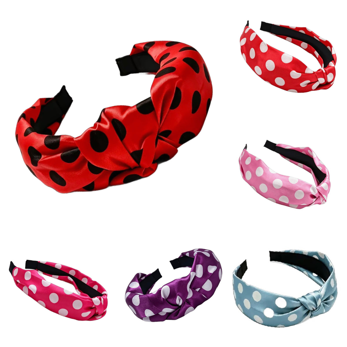 Polka Dot Love – Satin-Haarreifen mit Punkten & elegantem Knoten
