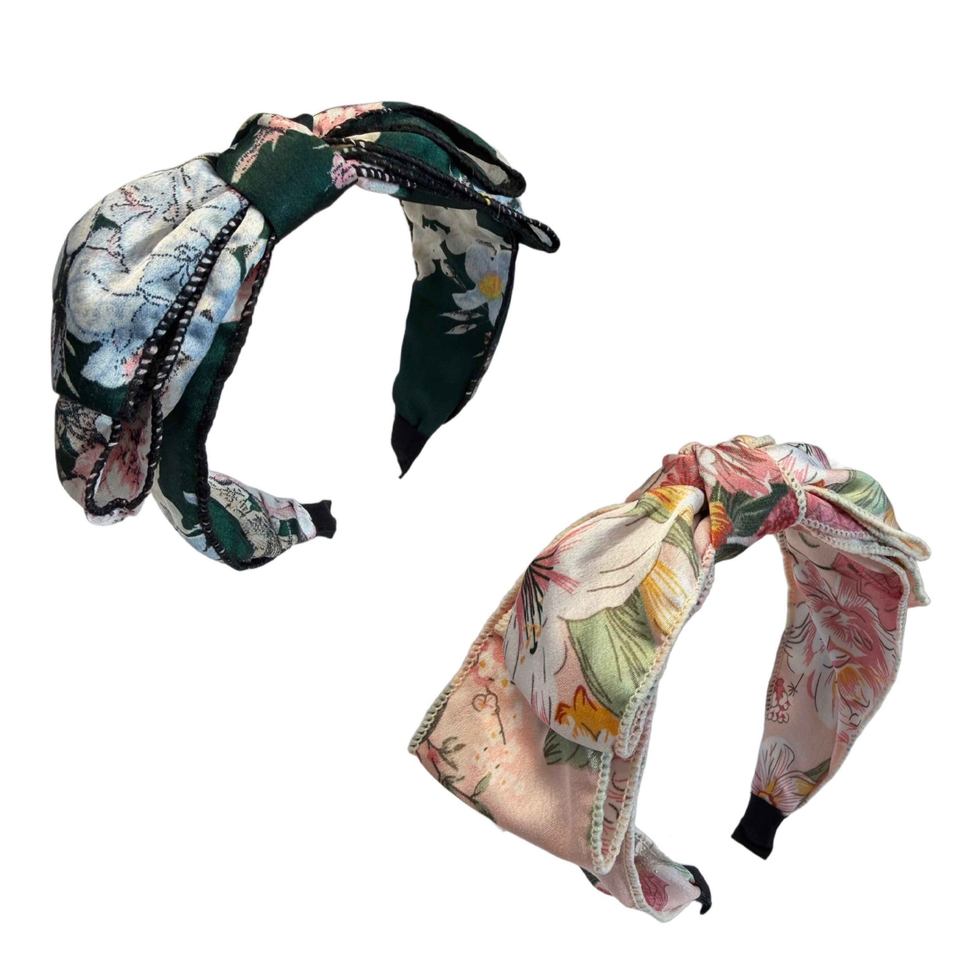 Retroblüte — Satinreif im Blumenmuster mit XXL‑Top‑Schleife