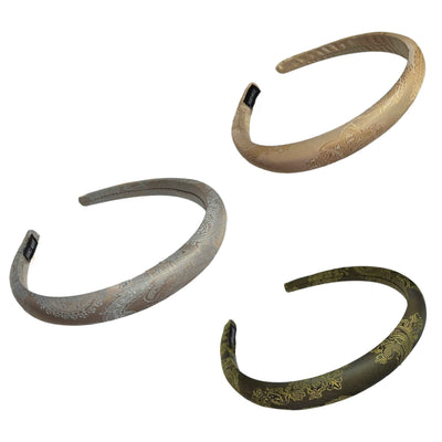 Jacquard-Linie — Schmaler Satin‑Haarreif mit edlem Muster