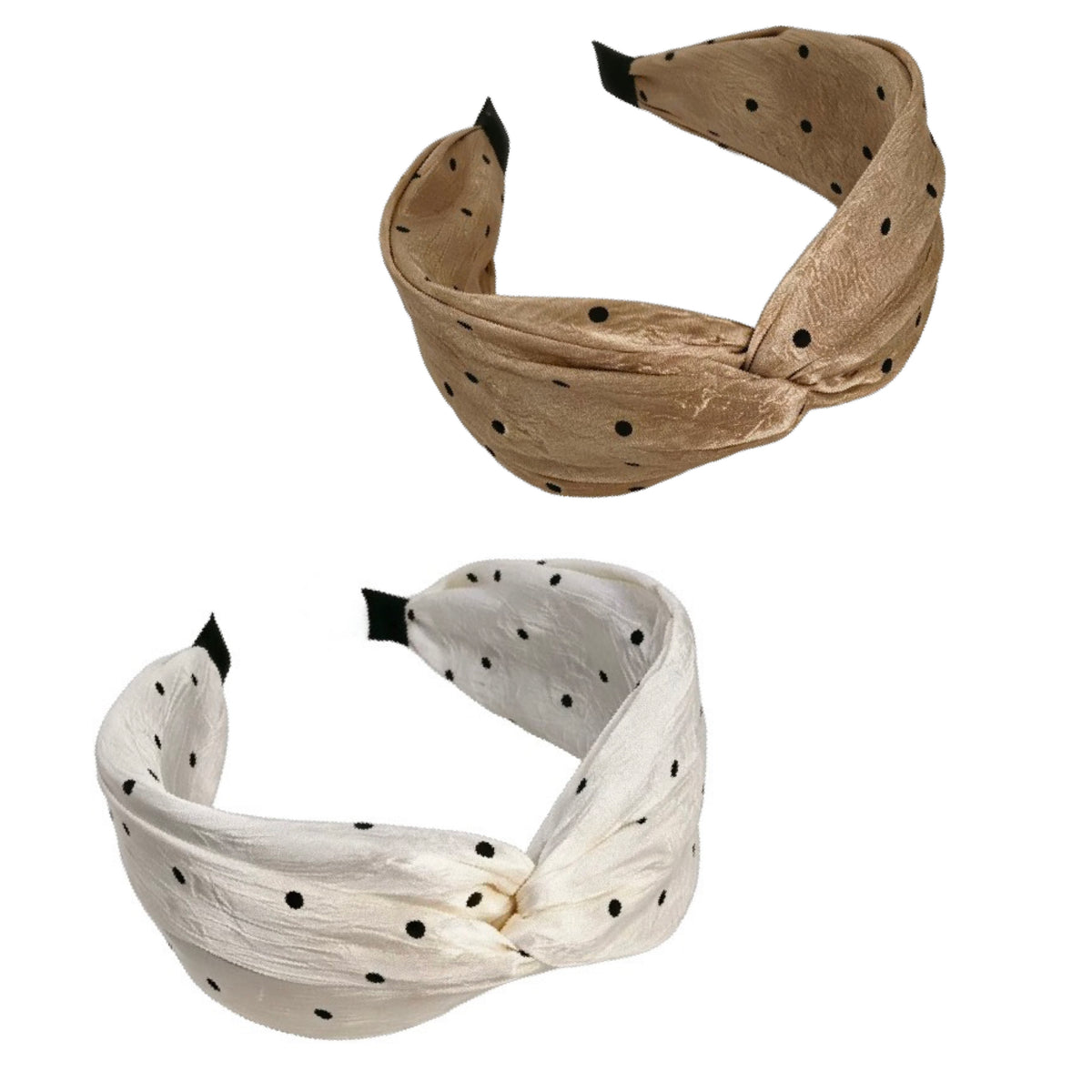 Polka Dot Elegance – Edler Haarreifen mit schwarzen Punkten & raffiniertem Twist