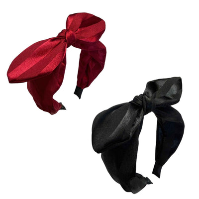 Retro‑Shine — Uni‑Gestreifter Hairband mit elegantem Glanz & Schleife