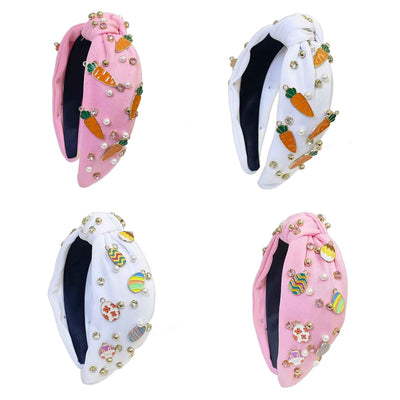 Easter Bloom — Funkelnder Haarreif mit Perlen, Strass & Oster-Details
