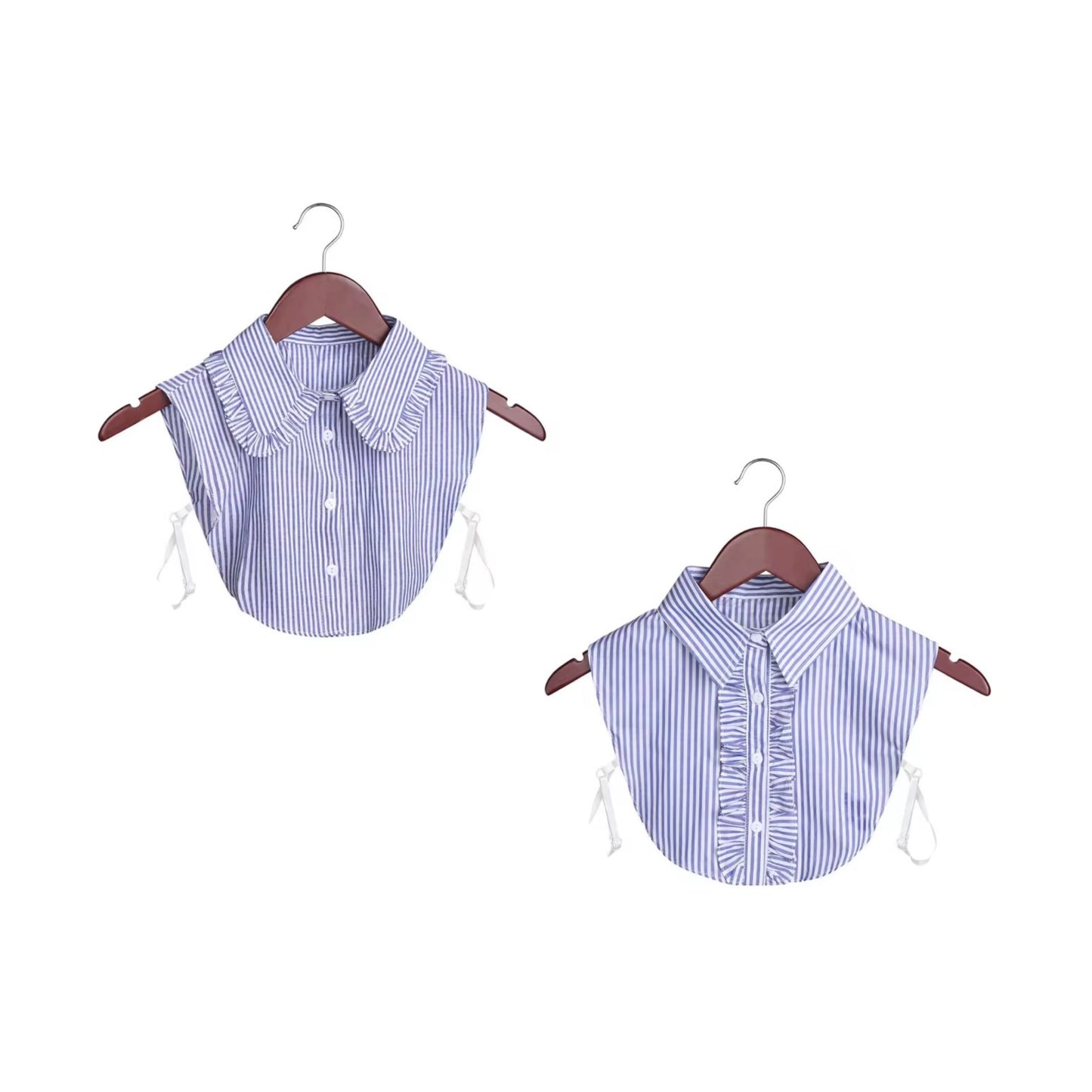 Blouse Collar White Blue Striped