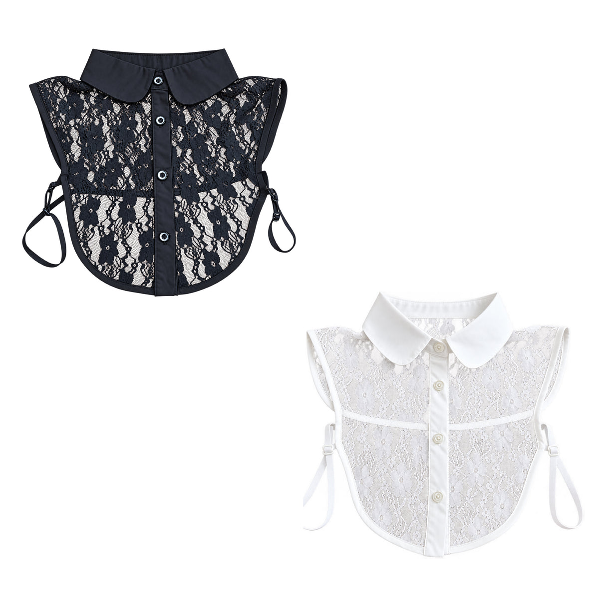 Lace Elegance – Blusenkragen aus feiner Spitze in Schwarz oder Off White