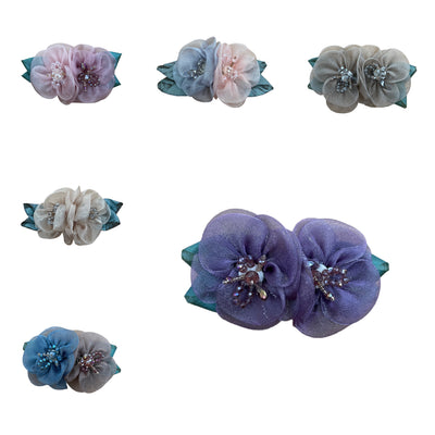 Haarklammern Blumen Organza Glasperlen