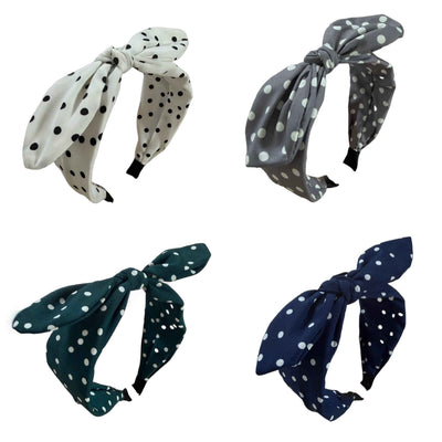 Retro‑Dots: Schlichter zweifarbiger Haarreif mit verspielter Schleife