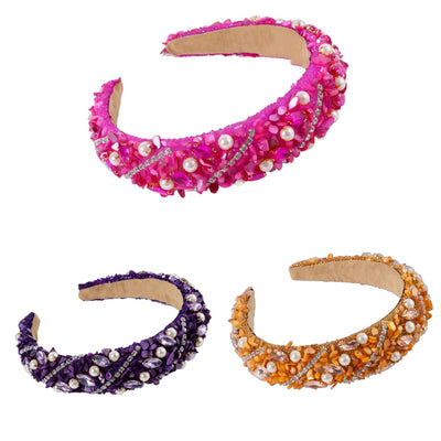 Eleganter Haarreifen mit Steinchen, Perlen & Strass – Glamouröses Schmuckstück für dein Haar
