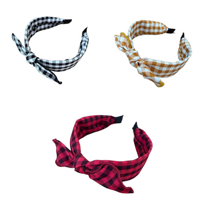 Rockabilly-Haarreif mit Karomuster und Schleife – stylisches Vintage-Accessoire im Pin-up-Look