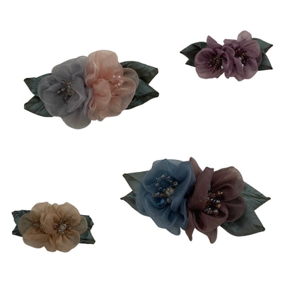 Haarklammern Blumen Organza Glasperlen