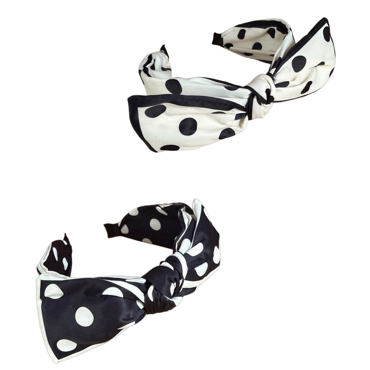 Black & White Dots – Eleganter Haarreifen mit grosser Schleife im Retro-Look