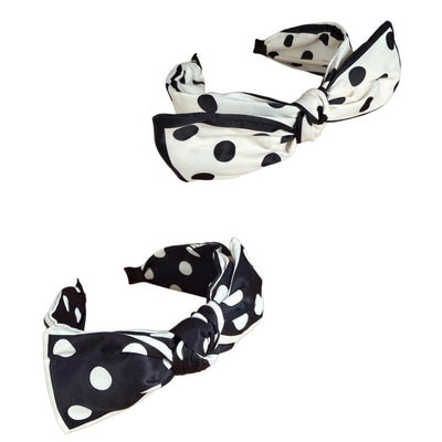 Black & White Dots – Eleganter Haarreifen mit grosser Schleife im Retro-Look