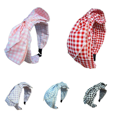 Karo‑Kuss — Rockabilly‑Haarreif mit großer Schleife