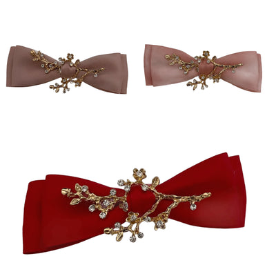 Haarklammer Satin Zweig Strasssteinchen