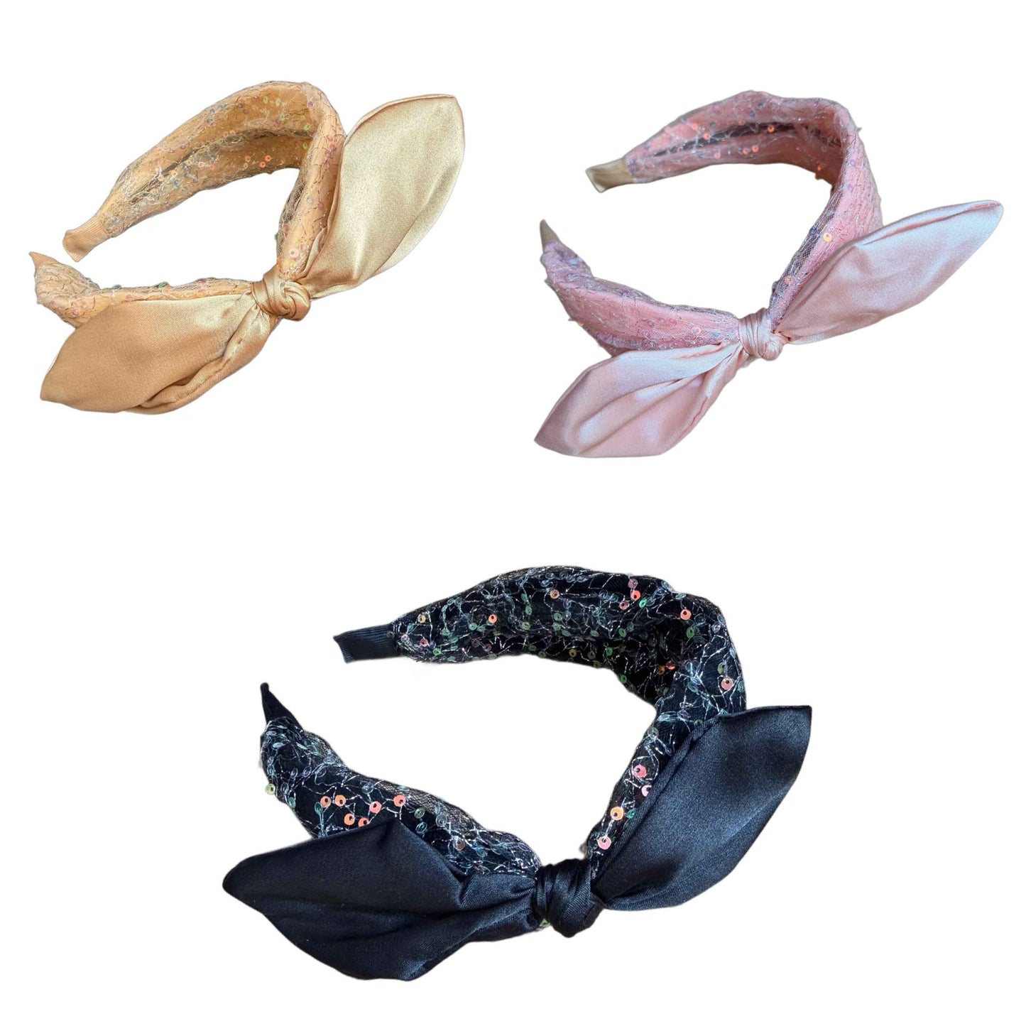 Glamour-Haarreifen mit Pailletten & Satin-Schleife seitlich – Elegantes Statement-Accessoire