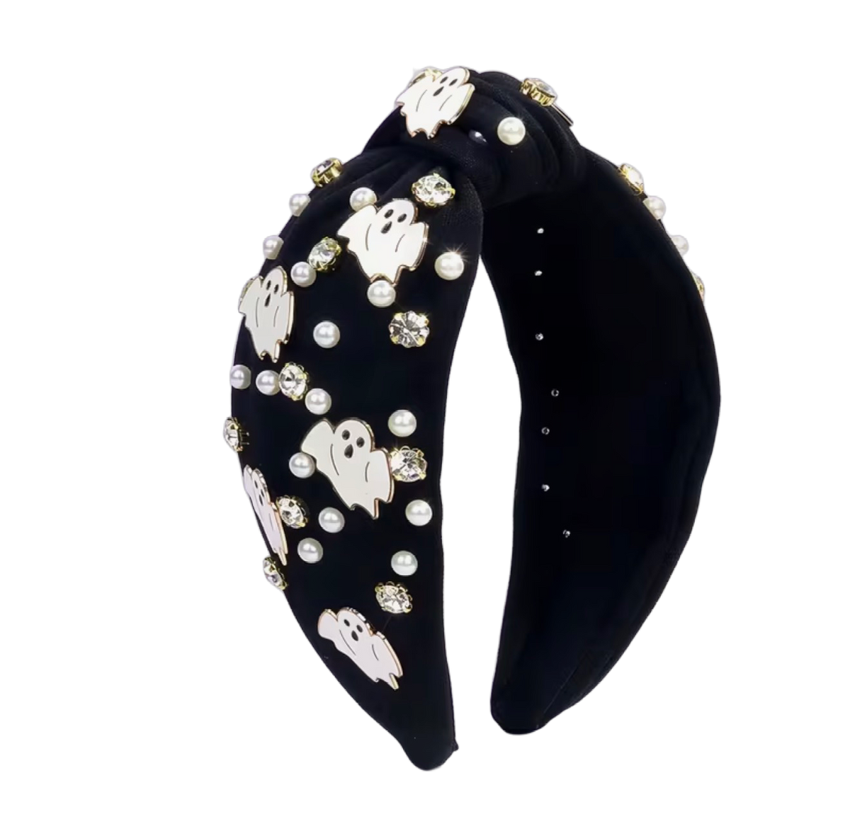 Spooky Glam – Halloween Haarreifen mit Geistern, Perlen & funkelndem Strass