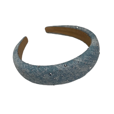 Serre-tête en jean avec perles et pierres