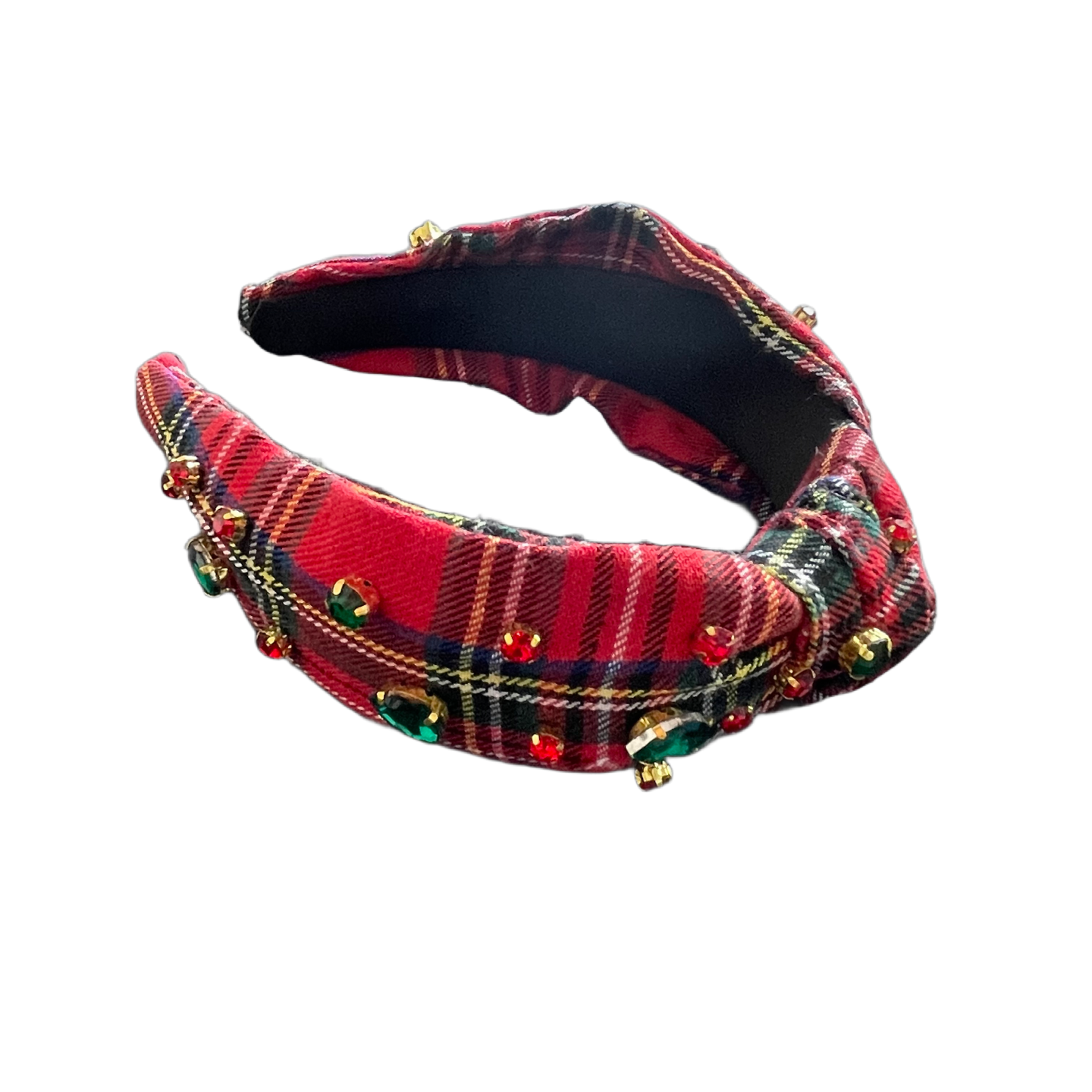 Festlicher Karo-Haarreif – Strass, Perlen & Winterglanz