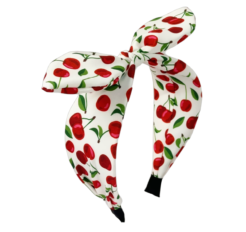 Kirsch- und Erdbeerkuss: Rockabilly‑Haarreif mit süßem Kirschen- und Erdbeerprint