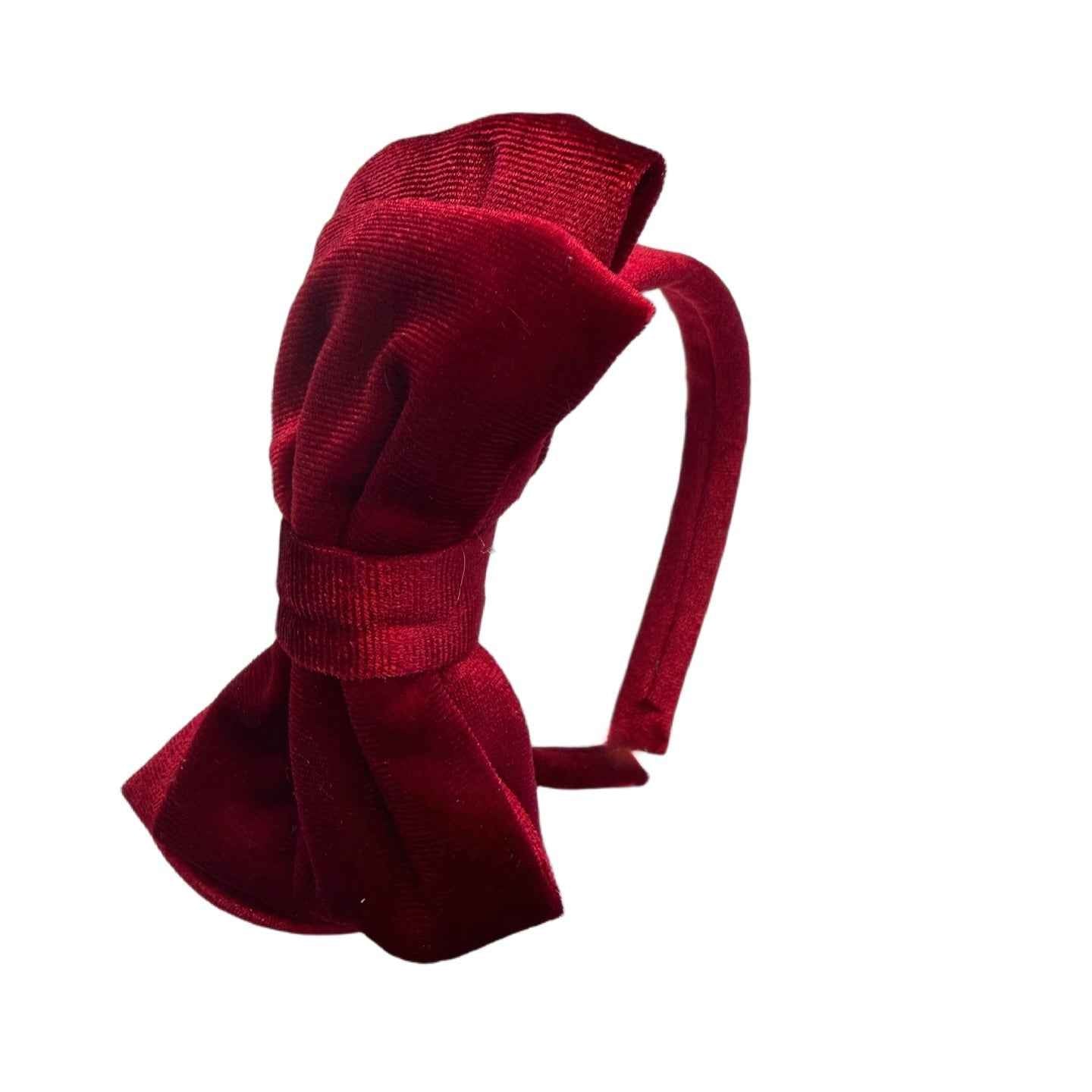 Samt-Rouge: Roter Rockabilly‑Haarreif mit großer Seitenschleife