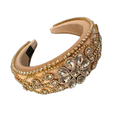 Golden Elegance – Luxuriöser Haarreifen mit funkelnden Kristallen und goldfarbenen Verzierungen