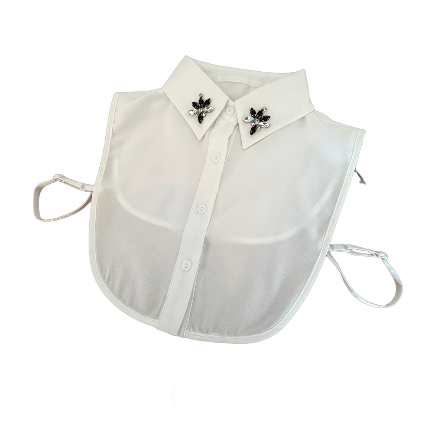 Funkelnde Eleganz – Blusenkragen Off-White mit Strasssteinen
