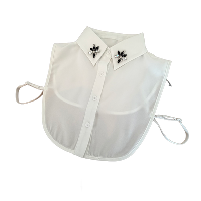 Funkelnde Eleganz – Blusenkragen Off-White mit Strasssteinen