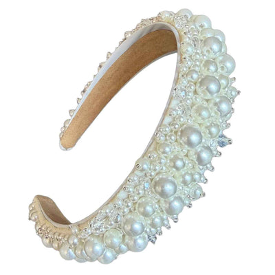 Elfenweiß — Off‑White Haarreif mit Perlen