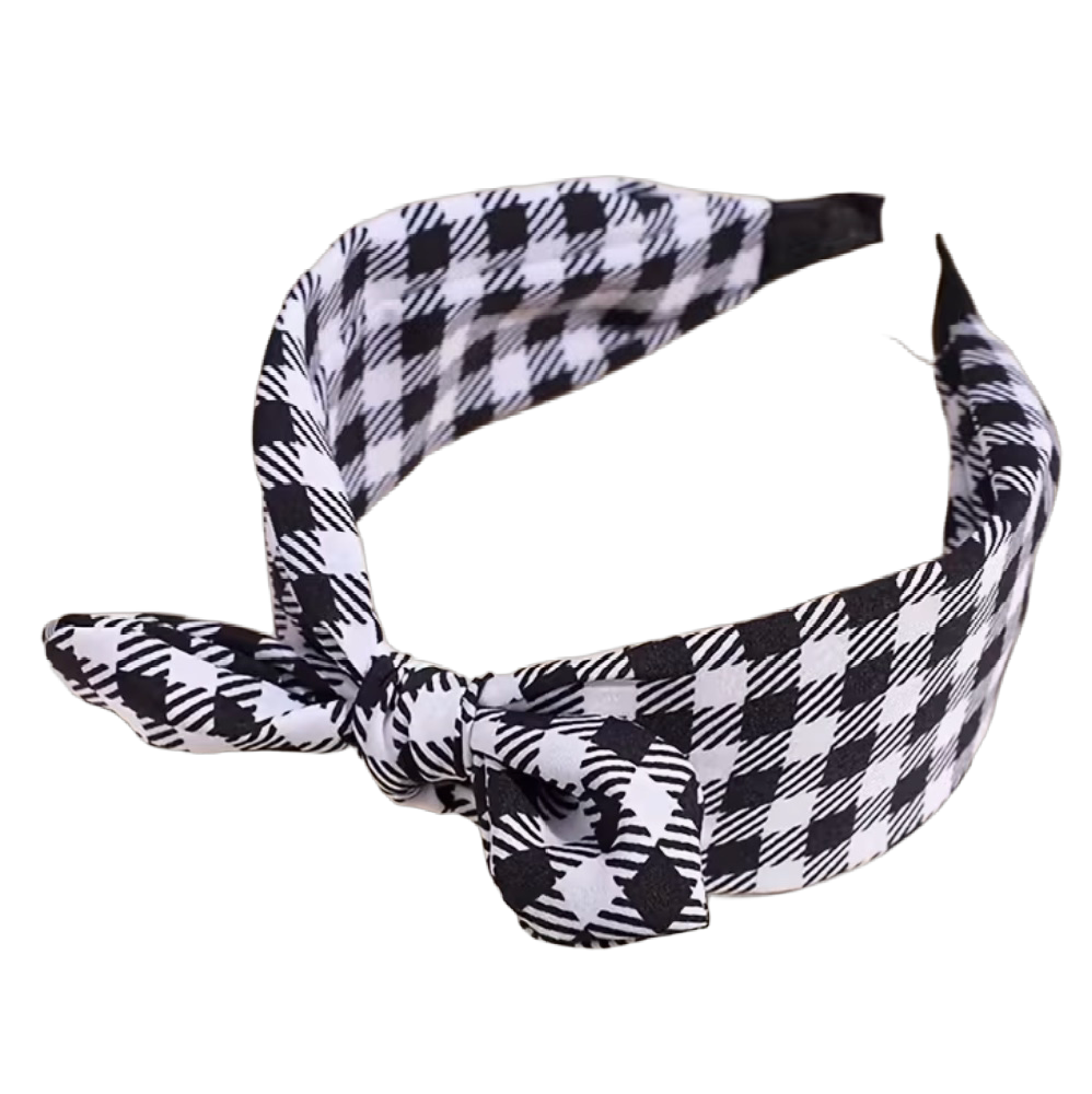 Swinging Karo: Rockabilly Haarreif zweifarbig mit Zierschleife