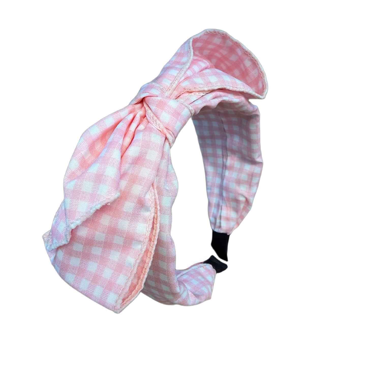 Karo‑Kuss — Rockabilly‑Haarreif mit großer Schleife