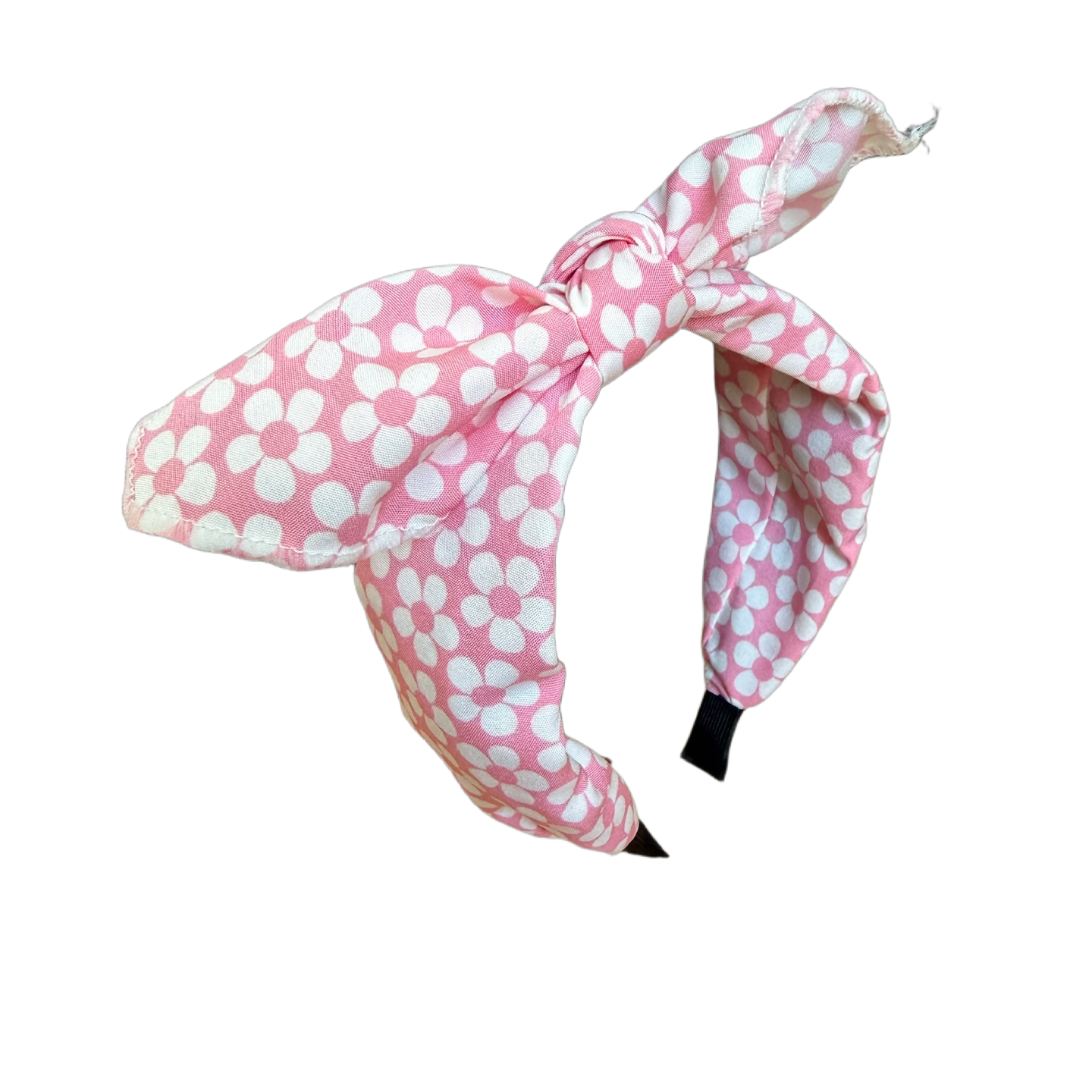 🎀🌸 Rosa-Weißer Blumen-Haarreifen mit Schleife – Rockabilly Vintage Style