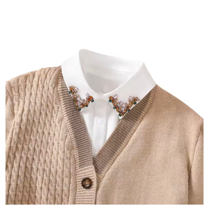 Eleganter Off-White Krageneinsatz mit Strass