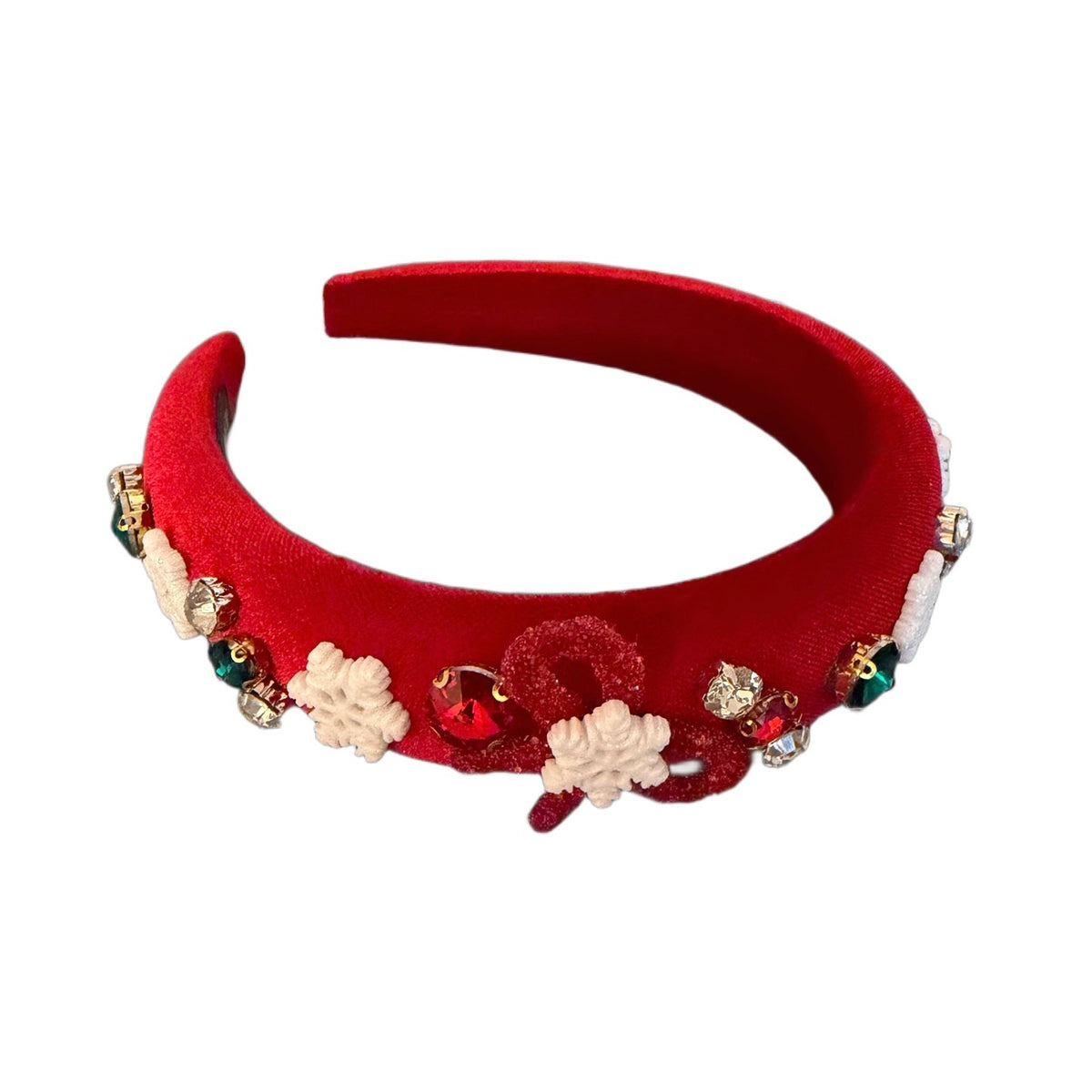 Christmas Glamour – Festlicher Samt-Haarreifen mit funkelnden Schmucksteinen