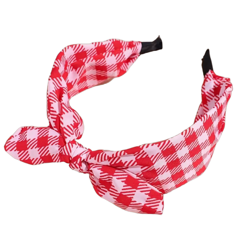 Swinging Karo: Rockabilly Haarreif zweifarbig mit Zierschleife