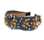 Golden Bee – Jeans Haarreifen mit goldenen Bienen, Perlen & Strass