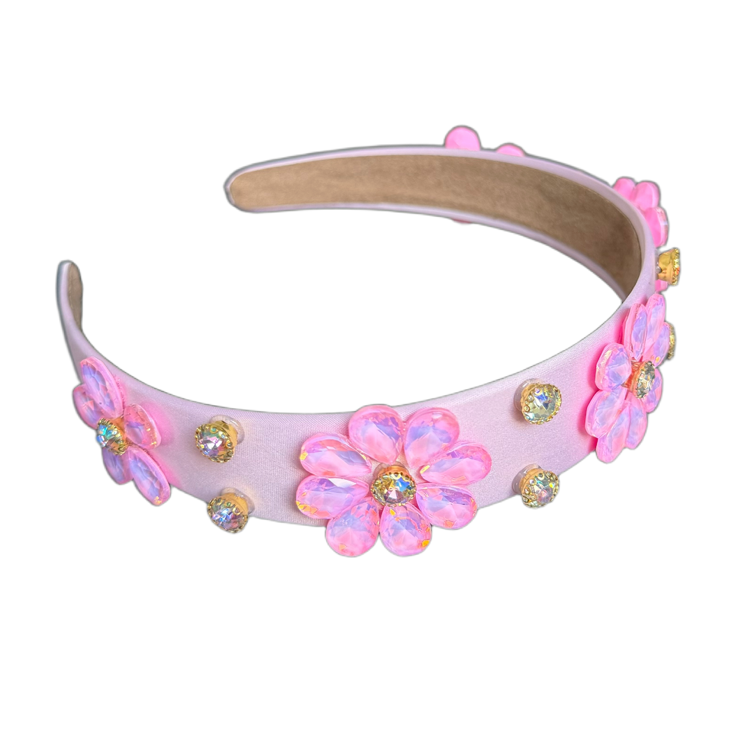 Satin-Haarreifen mit Strassblüten & funkelnden Strasssteinen – Eleganter Glamour für dein Haar