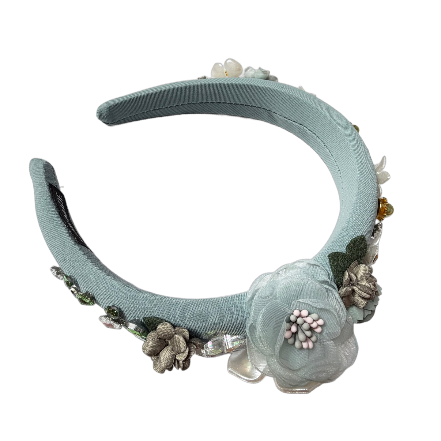 Romantischer Haarreifen mit Blüten und funkelnden Schmucksteinen – florale Eleganz zum Verlieben
