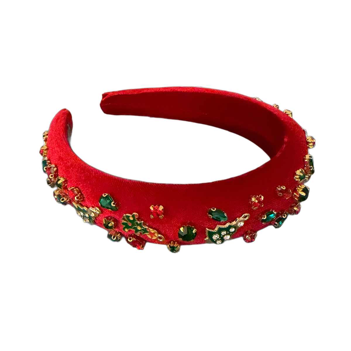 Christmas Glamour – Festlicher Samt-Haarreifen mit funkelnden Schmucksteinen