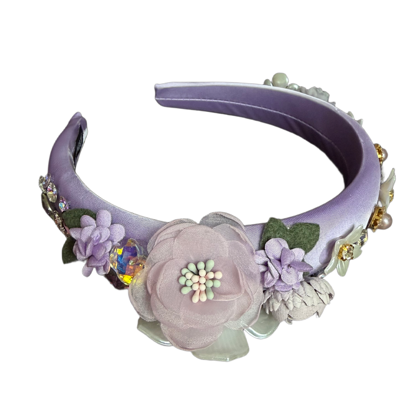Romantischer Haarreifen mit Blüten und funkelnden Schmucksteinen – florale Eleganz zum Verlieben