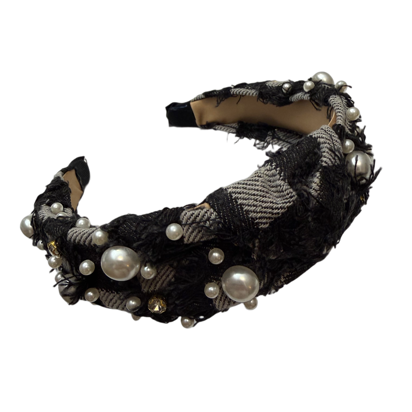 Rautenglanz — Jeansreif mit Karomuster, Fransen und funkelnden Akzenten